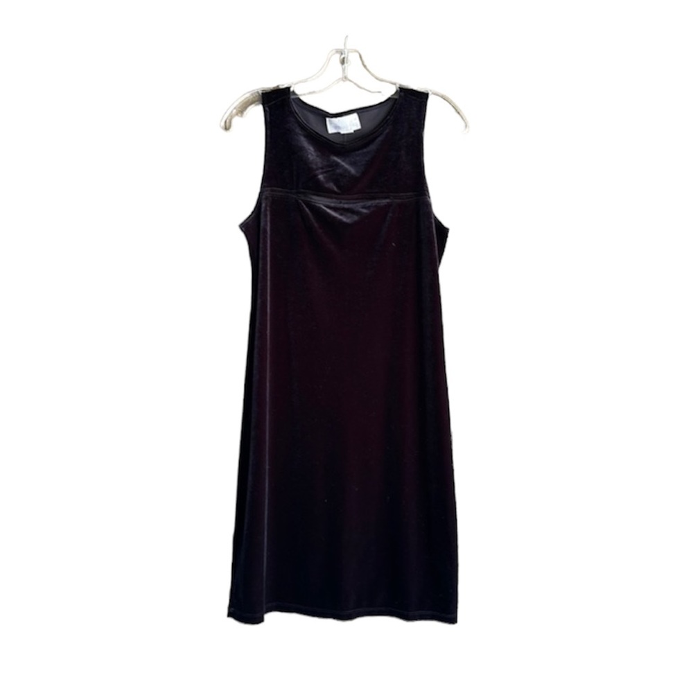 Jumping Joy Vintage Velvet Sleeveless Black Dress with Keyhole at Chest.